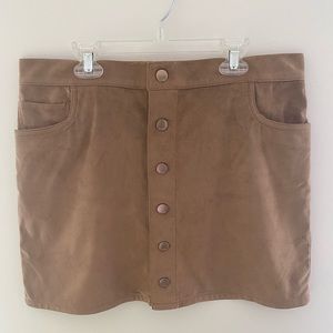 Express Button Front Faux Suede Mini Skirt - Size 10